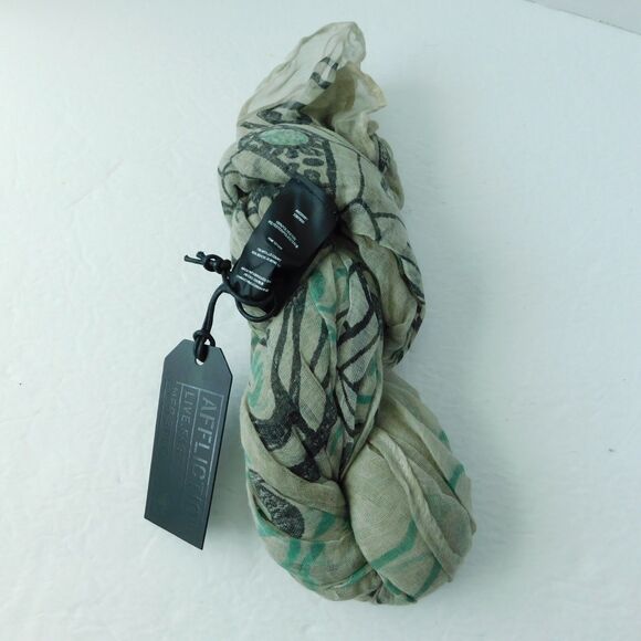 Affliction Live Fast Unisex GIANT Gauze Wrap Scarf 72x60 Beige Multicolor NWT - Picture 5 of 16